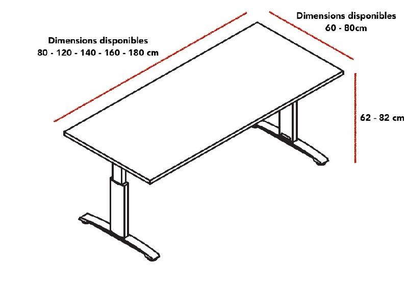 Bureau individuel réglable en hauteur - MDD - Alu, Blanc, 80 x 60 cm_2