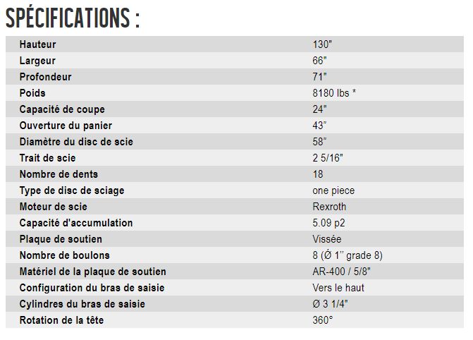 PP24 - Tête d'abattage Propac - 8180 lbs - capacité de coupe 24''_2