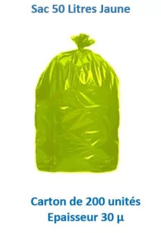 Carton de 200 sacs poubelle 50L en PE - différentes couleurs - épaisseur 30 microns - rouleau de 25 unités_2