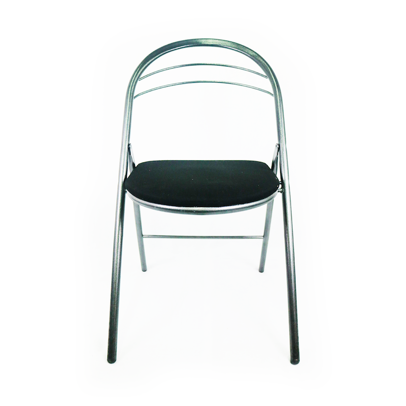 Chaise pliante métallique d'occasion - piétement tube métal chromé - usage professionnel - pratique et résistante_2