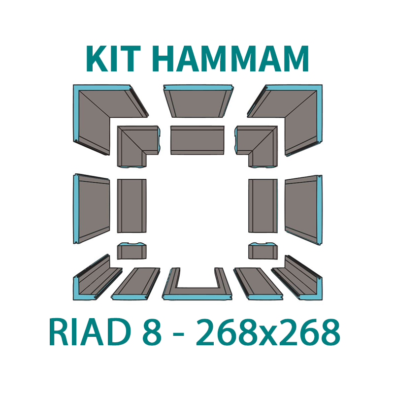 KIT CABINE HAMMAM À CARRELER RIAD 8 - 268X268 - 8 PLACES_2