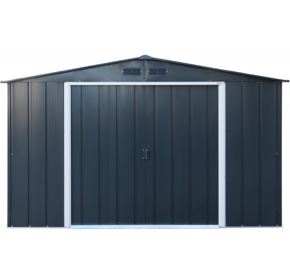 Abri de jardin en métal Duramax Colussus DUAE1012PR - 11,69m² - Parois hautes anthracite - Avec kit d'ancrage_2