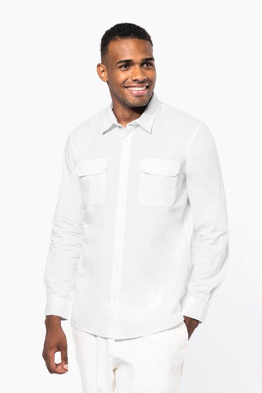 Chemise safari manches longues homme - 100% coton - Réf: K590_2