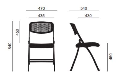 Lot de 5 chaises pliantes UNIK - Noires ou blanches - Référence 8025 FR206 - Coque antidérapante et structure en acier_3