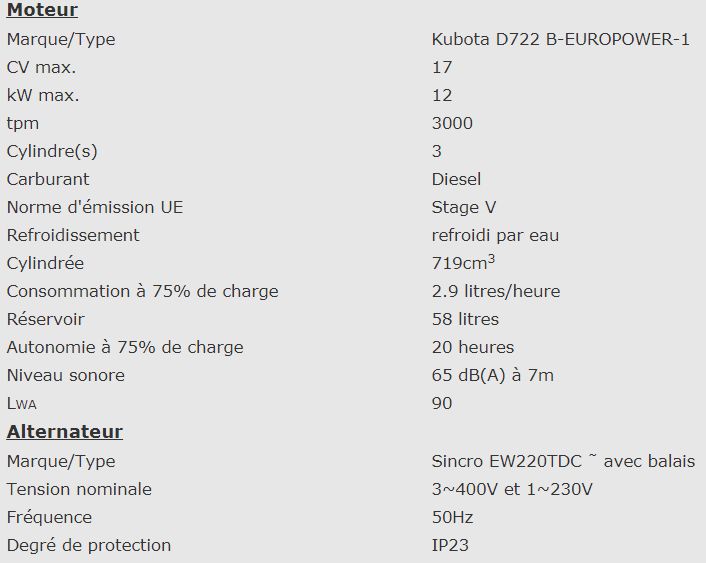 EPS230DXE - 951012305 - Groupe électrogène industriel Europower - moteur essence et diesel, 3000tpm, 50Hz, 4 temps_2