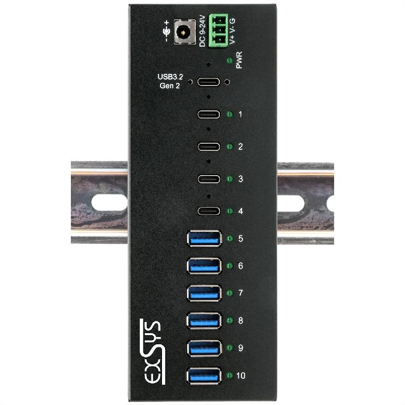 EXSYS EX-12280HMS HUB métallique 10 ports USB 3.2 Gen 2, 4x USB-C et 6x USB-A_2