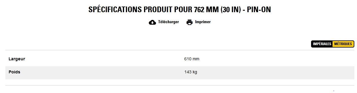 Godet d'excavation extra-robuste - caterpillar finance france - 762 mm (30 in) - pin-on - poids 143 kg_2