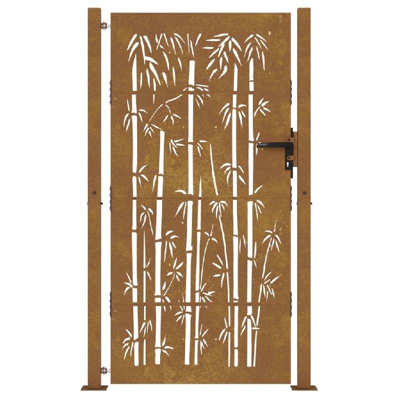 Vidaxl portail de jardin 105x205 cm acier corten design de bambou 153243_2