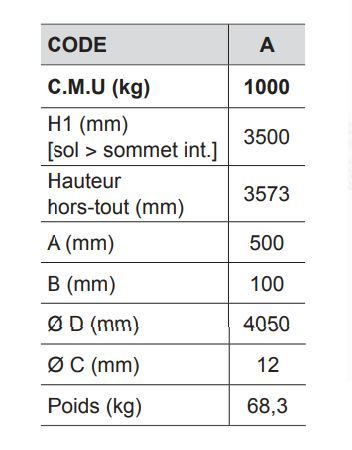 6134 tripode de charge - levac - capacité 1000 kg - hauteur hors tout 3573 mm_2