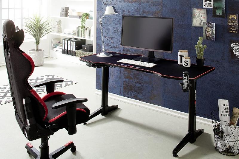 Bureau assis debout électrique réglable en hauteur de 73 à 123 cm - Plateau bois imitation carbone 140x65 cm - DX Racer Gaming 3_2