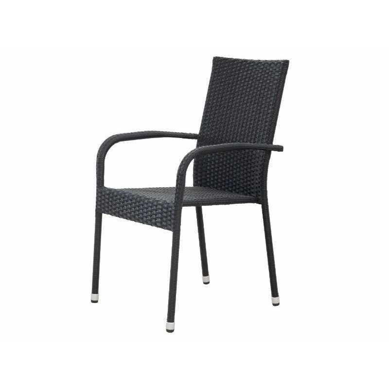 Chaise de jardin margarita rotin synthétique noir – MTF – empilable – 3exn0028_2