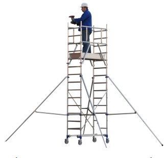 Échafaudage roulant aluminium insider 120 SX pliant - Tubesca-Comabi - Hauteur de travail max. 7,70 m, garde-corps X-UP, stabilité optimale_2