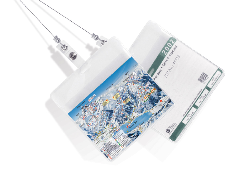 Porte-badges en plastique - bouton pression, cordelette télescopique et clip métal - compatible pochette réf AP761597_2