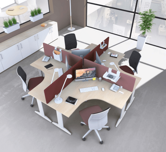 Bureau open space moderne avec pieds réglables en hauteur - Gamme Prem's Columbia - Plateau personnalisable_2