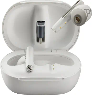 ÀÉcouteurs sable blanc Poly Voyager Free 60+ UC + adaptateur USB-C BT700 + étui de charge avec écran_2