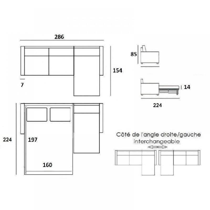 Canapé d'angle scandinave Renatonisi Tweed gris graphite - Matelas 16 cm - Système express - Sommier à lattes 160 cm_2