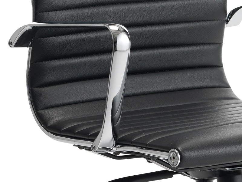 Fauteuil de direction Glasgow - Revêtement PVC noir - Structure et piètement chromés - Mécanisme oscillant_2