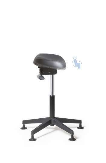 Tabouret d'atelier simili cuir - Hobbit 107 - ergonomique avec réglage en hauteur 530-730 mm_2