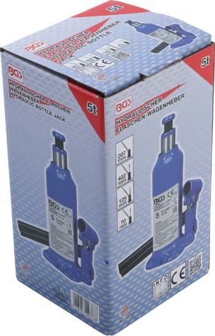 9883 - Cric à vérin hydraulique BGS Technic - capacité de chargement 5 tonnes - avec soupape de sécurité et tige de piston télescopique_2