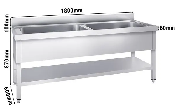 Plonge batterie 200x60cm - 2 cuves_2