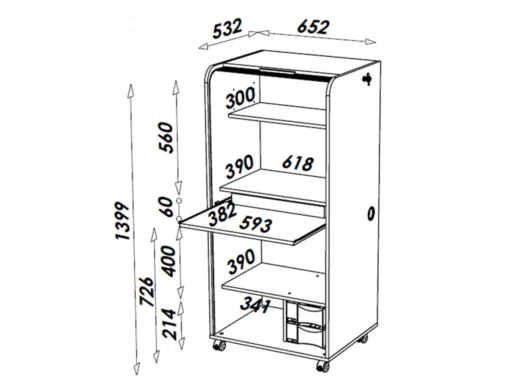 Armoire à rideaux ORGA neuf - 2 tiroirs - H140 cm - Aluminium - Structure en panneaux de particules mélaminés_2