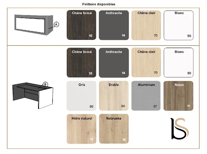 Bureau comptoir bas avant - Ofitres : accueil design - 149, Blanc, Oui, Noir brillant_2
