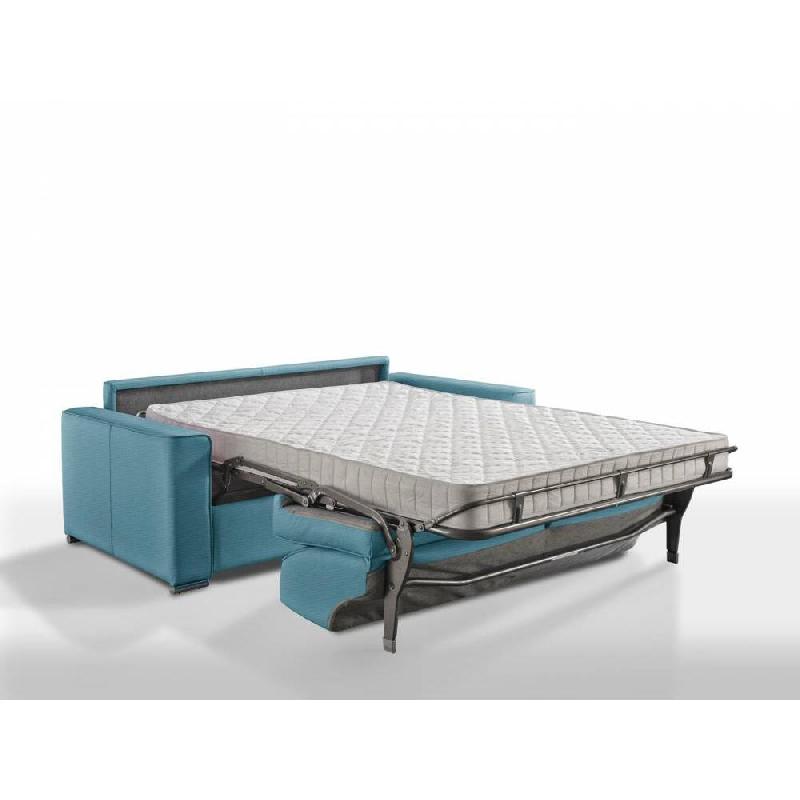 Canapé convertible 3 places EXCELLENCE 140 cm - Sommier à lattes - Matelas memory 18 cm inclus - Tweed turquoise_2