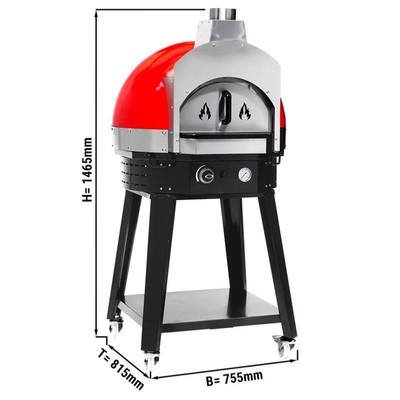 Four à pizza à gaz rouge avec support - chambre Ø 600 mm | Ggm_2