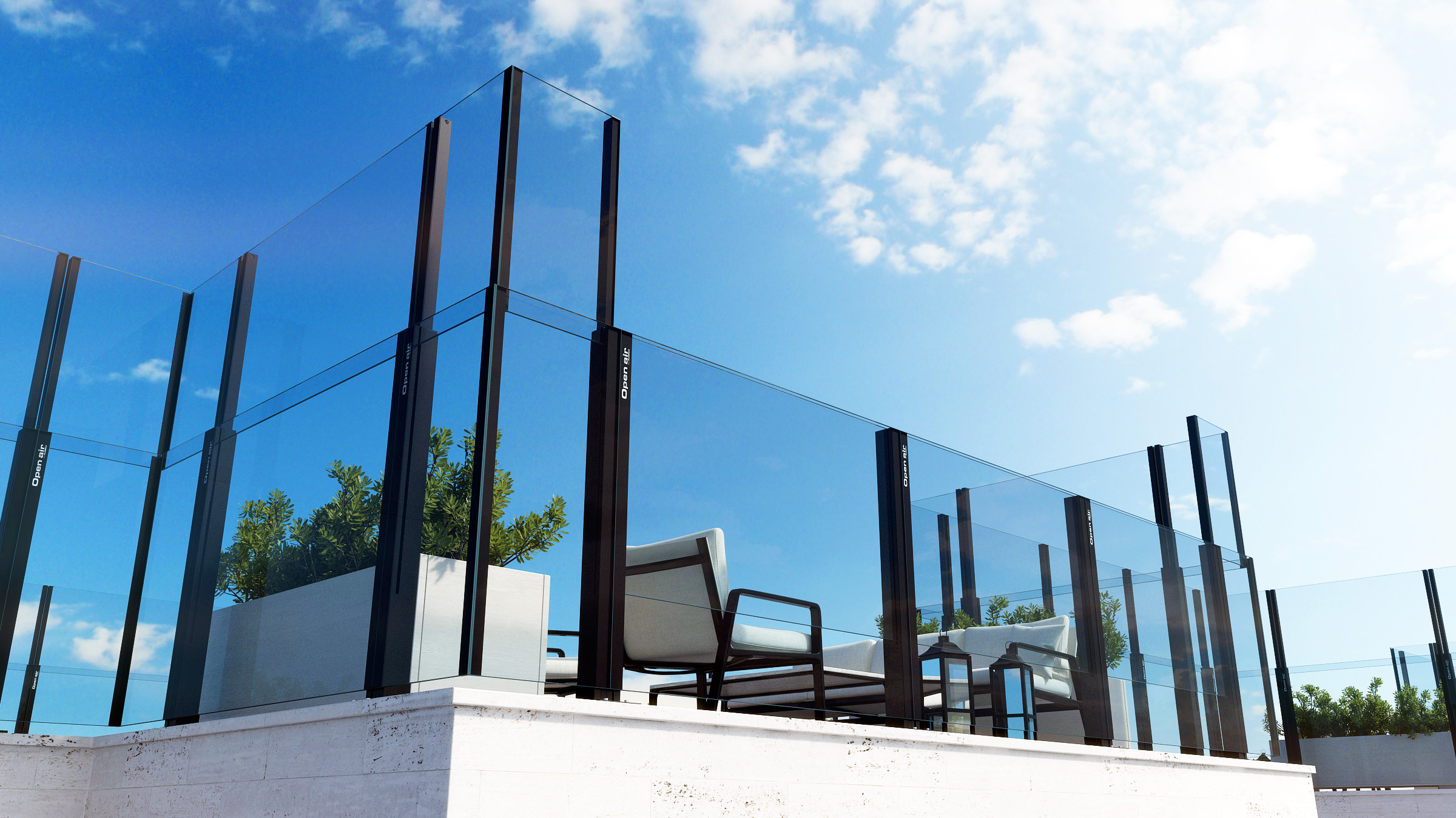 Paravent pour terrasses et rooftops avec design minimaliste