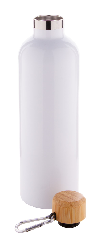 Thermos isotherme double paroi en acier inoxydable - couvercle bambou et mousqueton - 500 ml_2