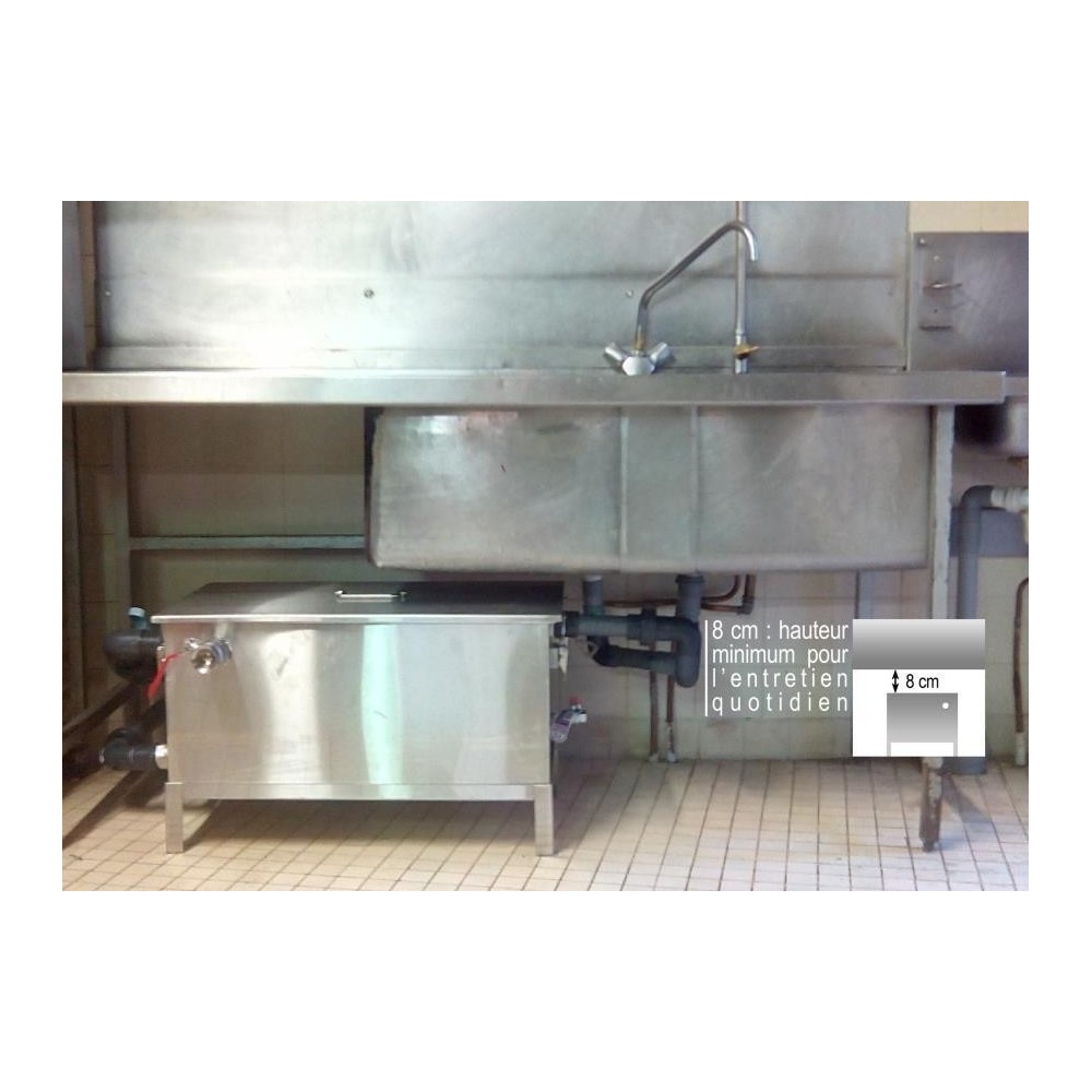 Séparateur à graisses sous plonge - BAGT 200N - 200 couverts - Inox alimentaire EN1825 - SARL Développement Durable_2