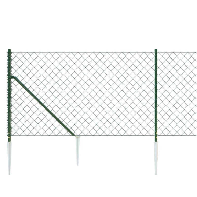 Vidaxl clôture à mailles losangées avec piquet d'ancrage vert 1x25 m 153929_2