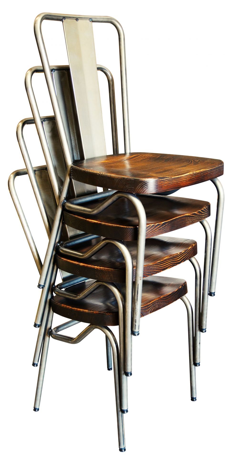 Chaise Sanks AB Verticale SIF - Structure Acier Thermolaqué Verni Transparent - Assise en Pin - Empilable_3