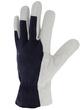 Gants de manutention - Paume cuir fleur de chèvre, dos coton interlock bleu, montage américain_2