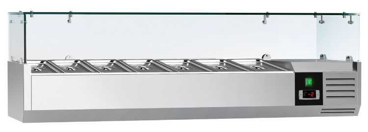 Saladette réfrigérée à poser 7 bacs gn 1/4 - vitrine à ingrédients de 160 cm_2