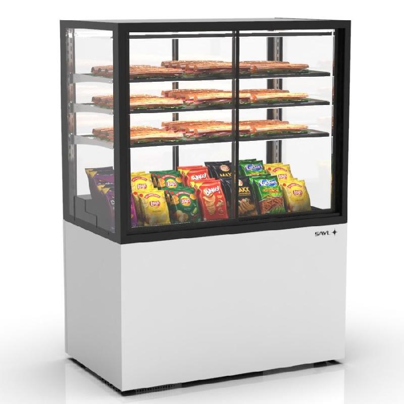 Vitrine neutre INTEGRA sur base - 1000 mm - 4 niveaux - H1400 mm - IN100/80-140N | Sayl Barcelona - 815 mm, Accès Grab & Go, 1400_2