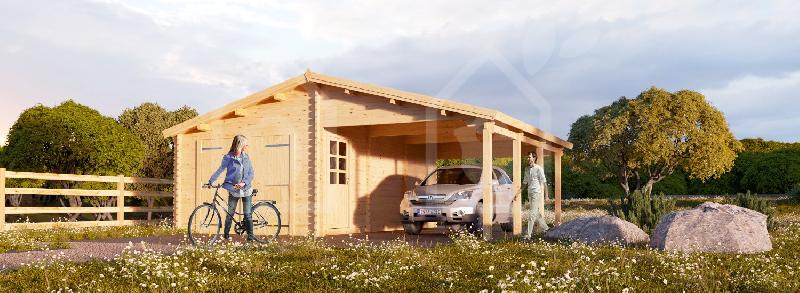 Garage avec carport bois / 40 m² / toit double pente / porte battante_0