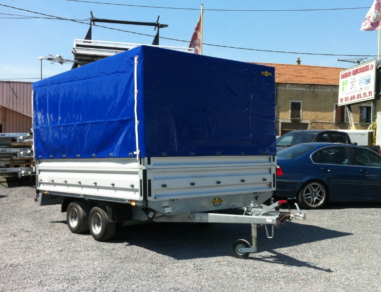 Remorque plateau HUMBAUR HN 303121 - 2 essieux, roues surbaissées, ridelles alu_2