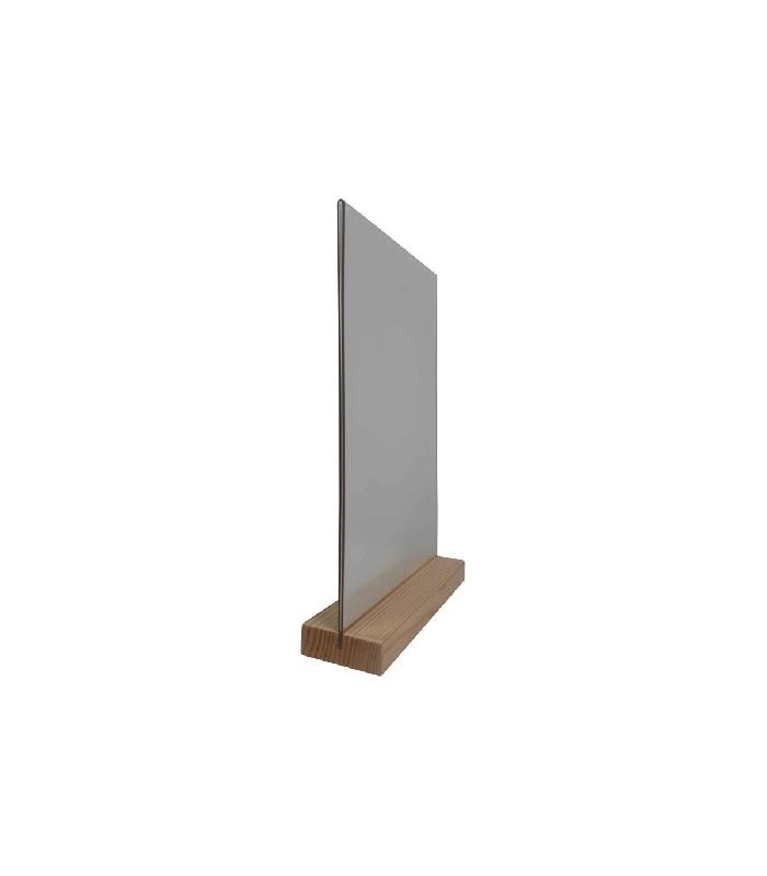 Porte menu de table en bois avec plexi A4 - Lot de 2 - Référence : PFN57BRUT-PLEXIA4_2