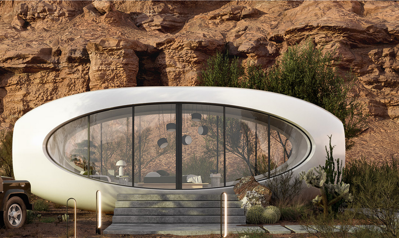 Studio insolite préfabriqué en acier - 30 m2 - ISK32 avec chambre, salle de bain et terrasse_3