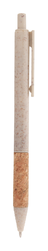 Stylo bille en plastique écologique - paille de blé avec grip en liège naturel - encre bleue_2