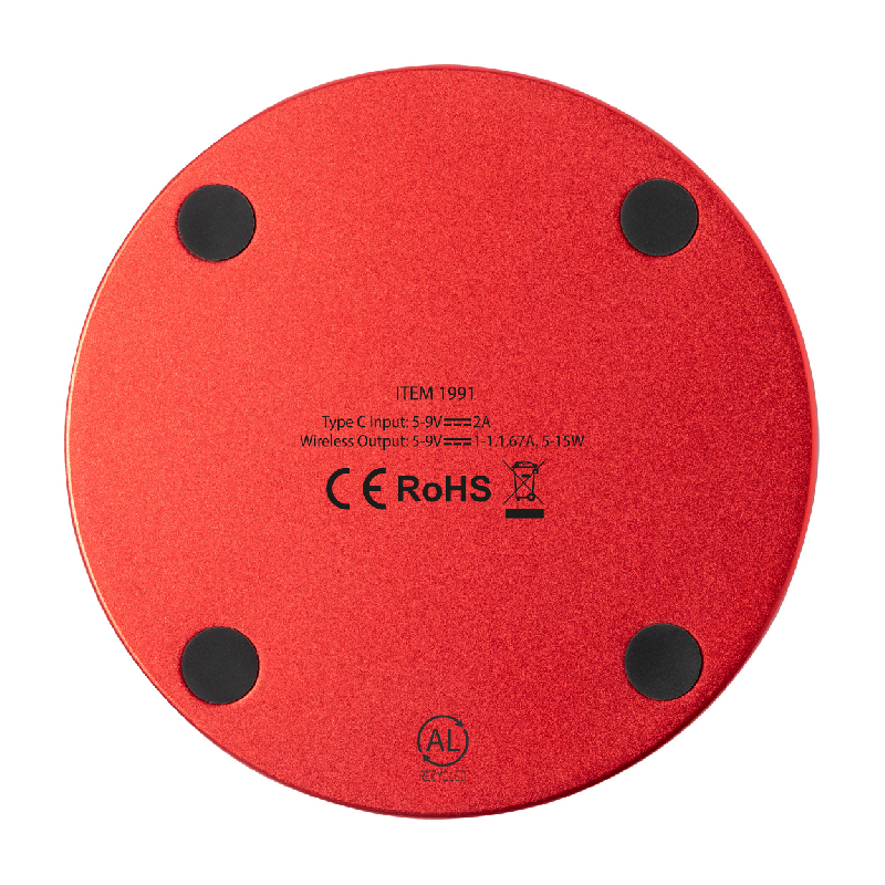 Chargeur sans fil rapide 15W - boîtier en aluminium recyclé - câble USB inclus - couleur rouge_2