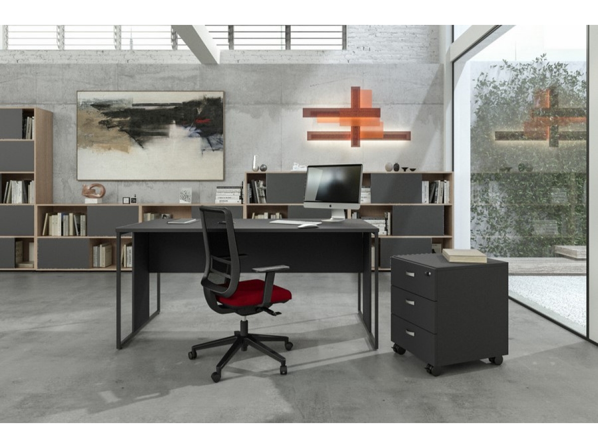 Bureau de direction design industriel BELAIR - pieds métal, bois mélaminé, finitions modernes, livraison rapide_2