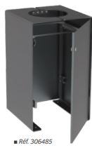 Corbeille publique 120 litres - KUB avec porte frontale et options de couvercle en acier ou bois_2