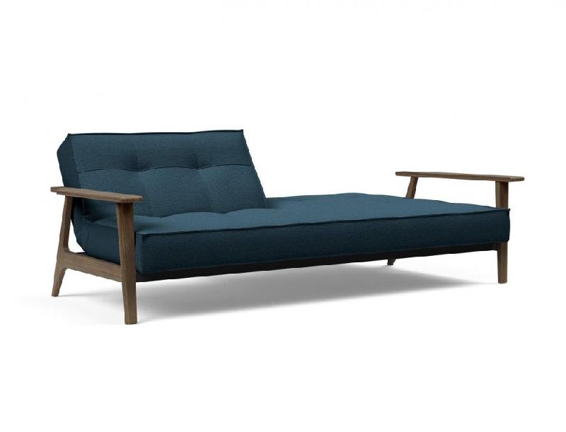 Canapé-lit design Innovation Living Splitback Frej - Convertible 115x210 cm - Chêne fumé - Tissu Argus Navy Blue_2
