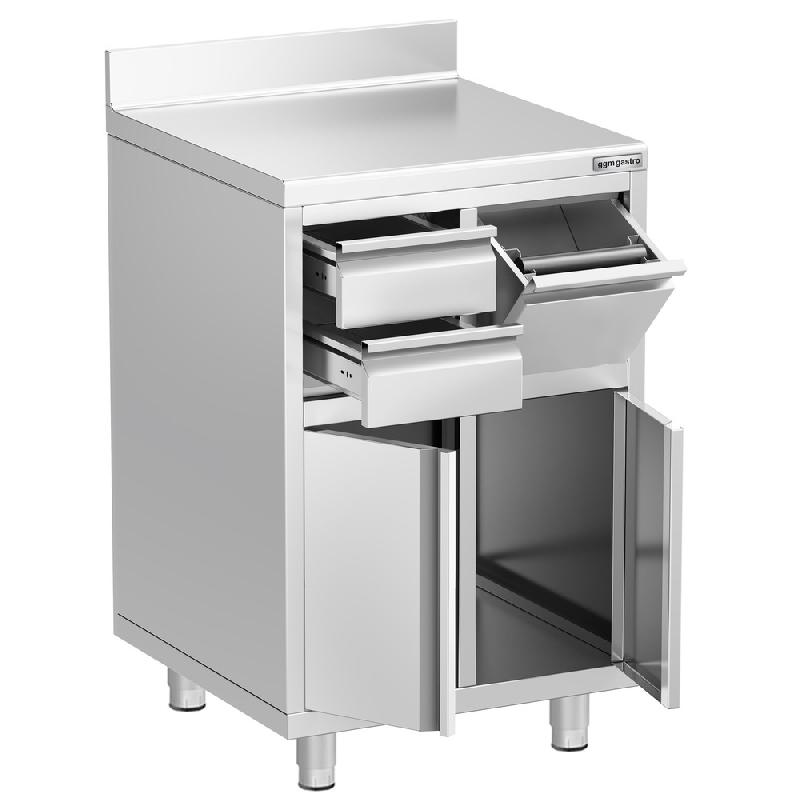 Meuble inox pour machine à café - 600 x 600 mm - 2 tiroirs - Knock box_2