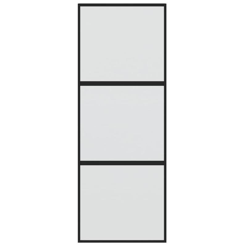 Vidaxl porte coulissante noir 76x205 cm verre trempé aluminium 155198_2