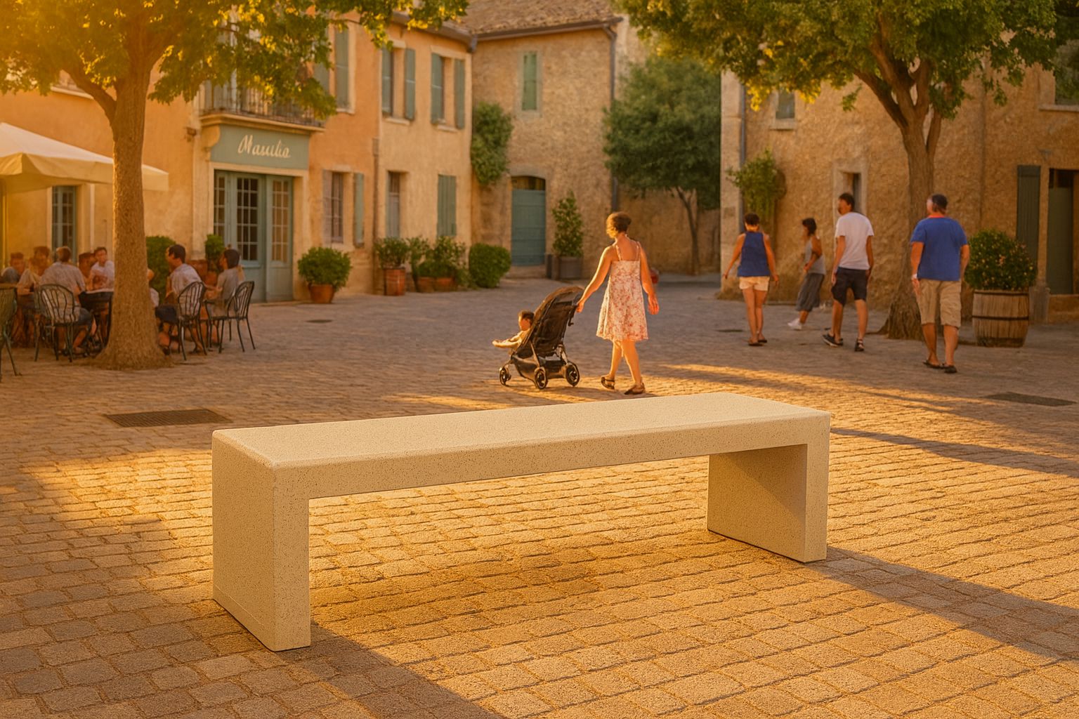 Banc public en béton moderne Linea - monobloc avec fibres projetées et haute résistance_0