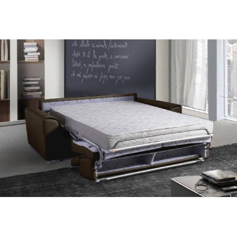 Canapé convertible express IMOLA - Matelas 18 cm - Sommier à lattes Renatonisi - 140x197 cm - Marron_2