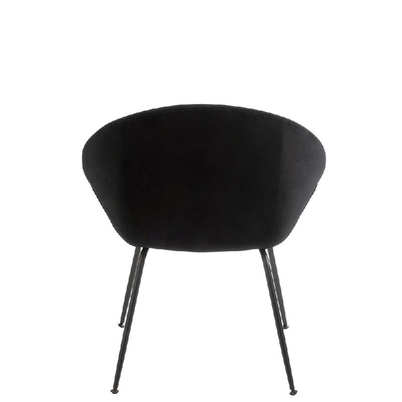 Chaise TROE ronde - Noir - Design rétro avec accoudoirs - Structure métal - Assise tissu et mousse_2